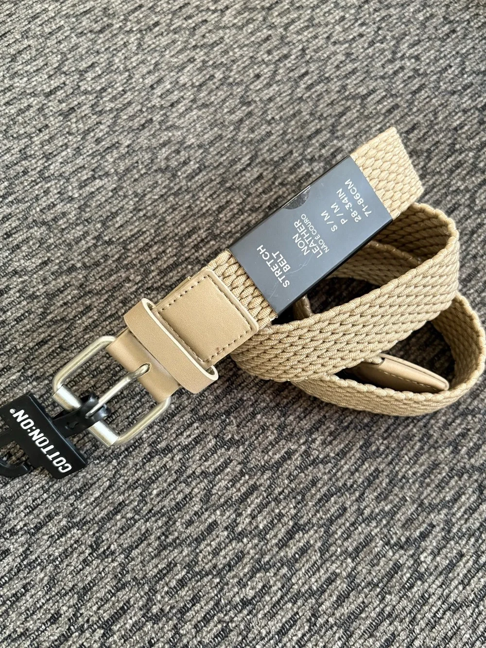 NWT Cotton On Hampton Plait Stretch Belt in Stone Women’s Small/Medium